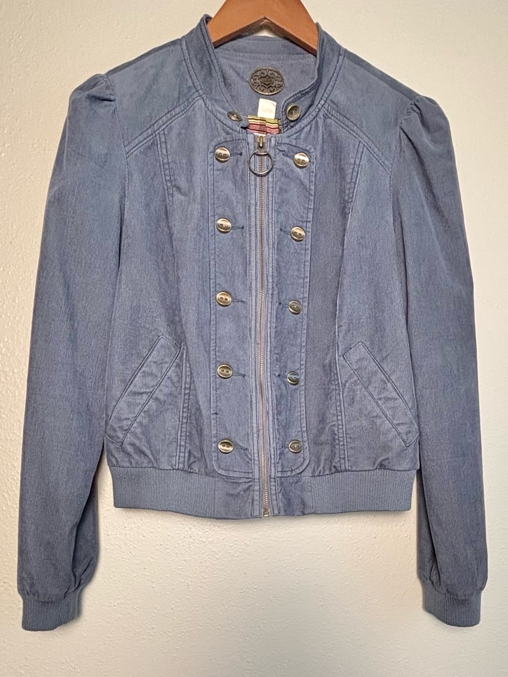 Idra by Anthropologie Blue Women's Military-Style Zip Jacket